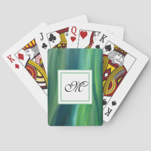 Élégant Monogramme Vert lassique Cartes de Jeu