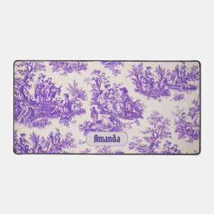 Élégant monogramme vintage violet toile de jouy