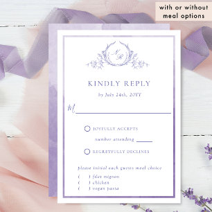 Élégant Monogramme violet avec aquarelle RSVP