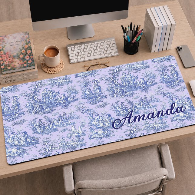 Élégant Monogramme Violet Turquoise Toile De Jouy (Créateur téléchargé)