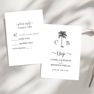Elégant Monograms Palm Beach Wedding Carte RSVP