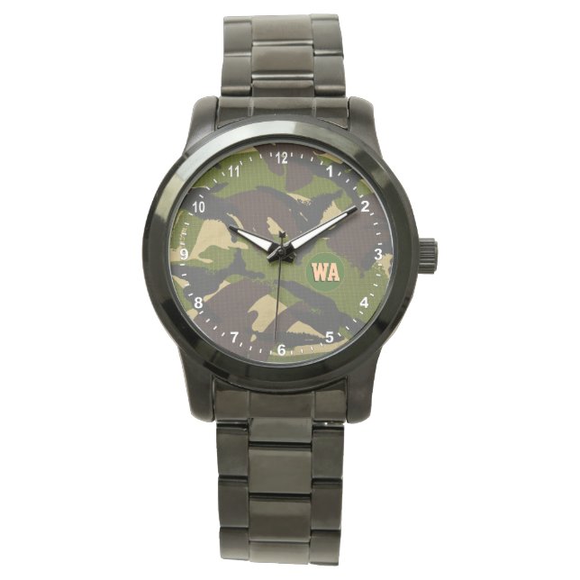 Elégant Montre Camouflage, chasseur monogrammé, Ar (devant)