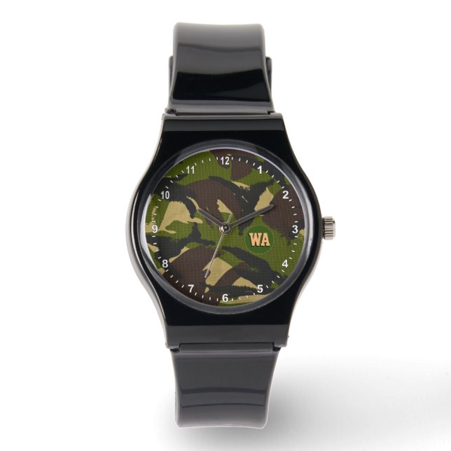 Elégant Montre Camouflage, chasseur monogrammé, Ar (Recto)