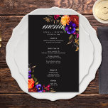 Élégant Moody Vibrant Harvest Floral Mariage Menu<br><div class="desc">Découvrez la beauté opulente d'une récolte florale d'automne avec notre menu mariage captivant. Un arrière - plan noir, à la fois élégant et doux, est la toile parfaite pour un bouquet à la fois réaliste et à couper le souffle. Imaginez une explosion de couleurs vibrantes, avec des roses en magenta...</div>