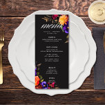 Élégant Moody Vibrant Harvest Floral Mariage Menu<br><div class="desc">Découvrez la beauté opulente d'une récolte florale d'automne avec notre menu mariage captivant. Un arrière - plan noir, à la fois élégant et doux, est la toile parfaite pour un bouquet à la fois réaliste et à couper le souffle. Imaginez une explosion de couleurs vibrantes, avec des roses en magenta...</div>