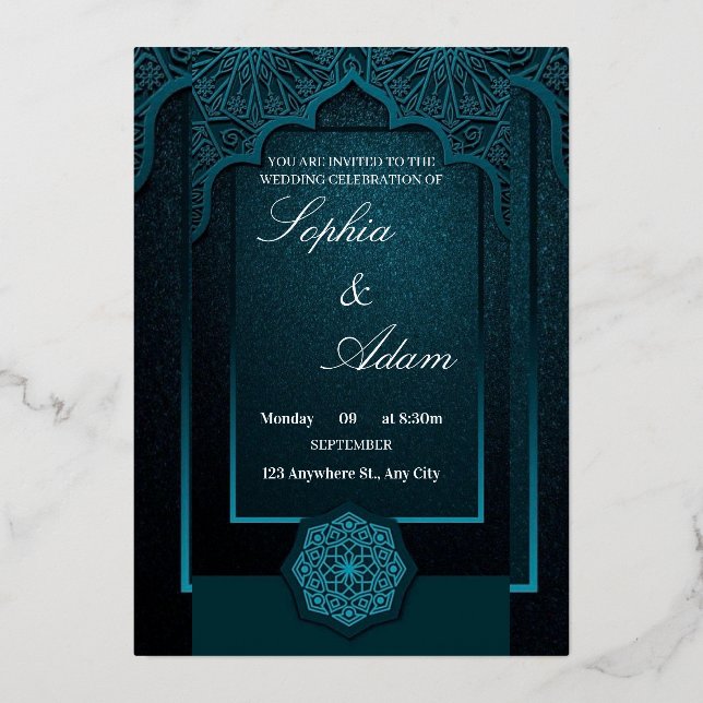 Elegant Moroccan Wedding Invitation (Recto)