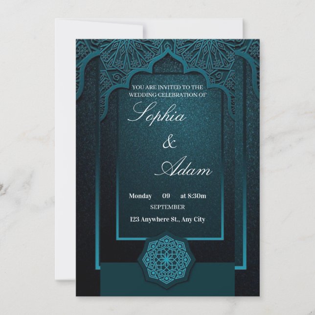Elegant Moroccan Wedding Invitation (Devant)