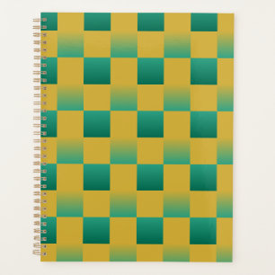 Élégant motif à damiers en vert et or