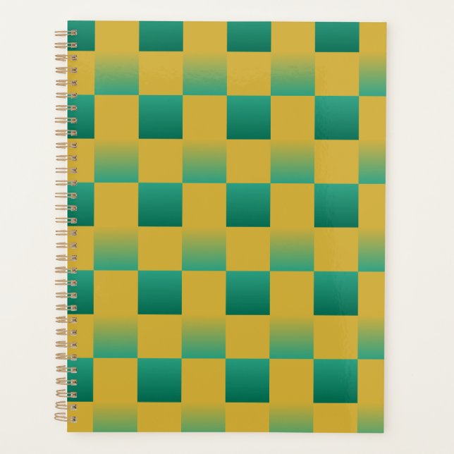 Élégant motif à damiers en vert et or (Devant)