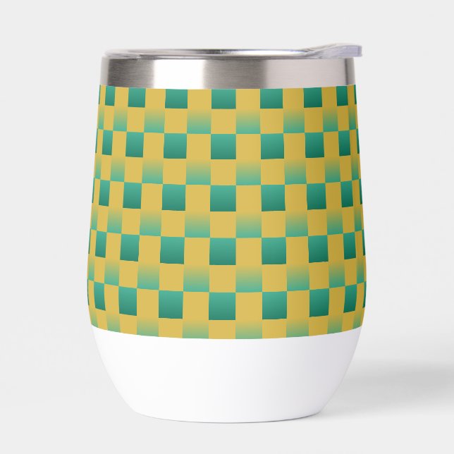 Élégant motif à damiers en vert et or (Gauche)