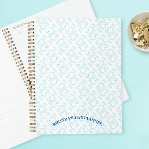 Elégant Motif bleu de luxe Calendrier annuel des é
