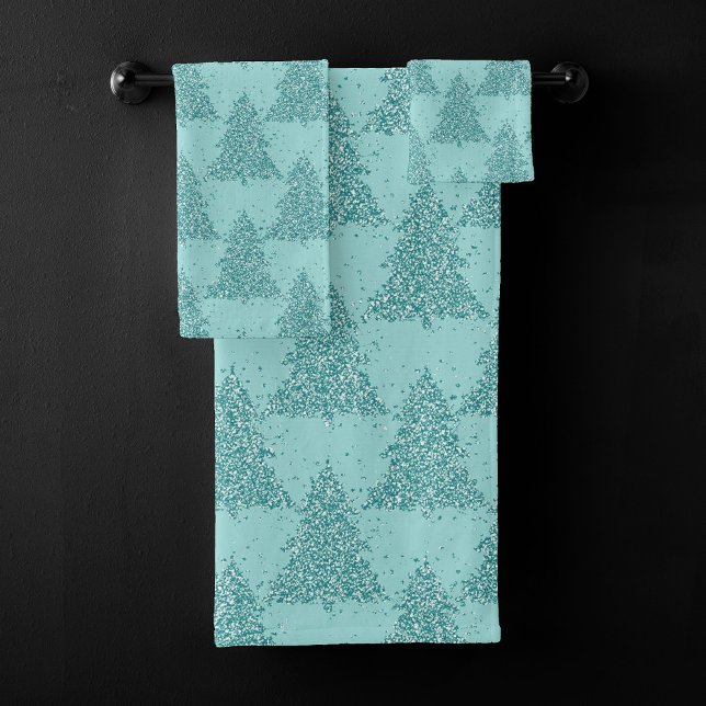 Élégant Motif d'arbre | Luxe Aqua Mint Christmas (Créateur téléchargé)