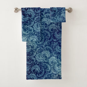Elégant motif de Damas Vintage bleu