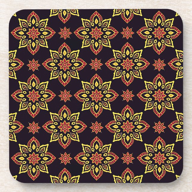 Elégant Motif de Mandala Floral Dessous de verre - (Devant)