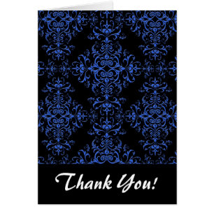 Élégant motif de style damassé floral bleu et noir