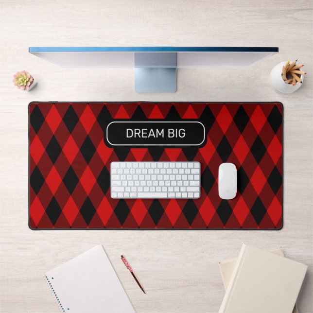 Élégant motif diamant noir et rouge classique (Bureau 1)