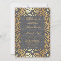 Élégant motif d'or faire-part de mariage musulman
