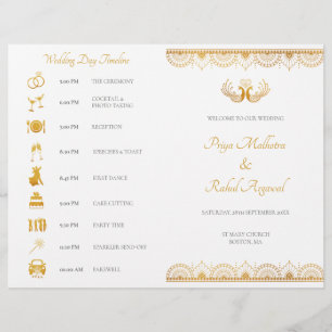 Élégant Motif d'or programme de mariage indien