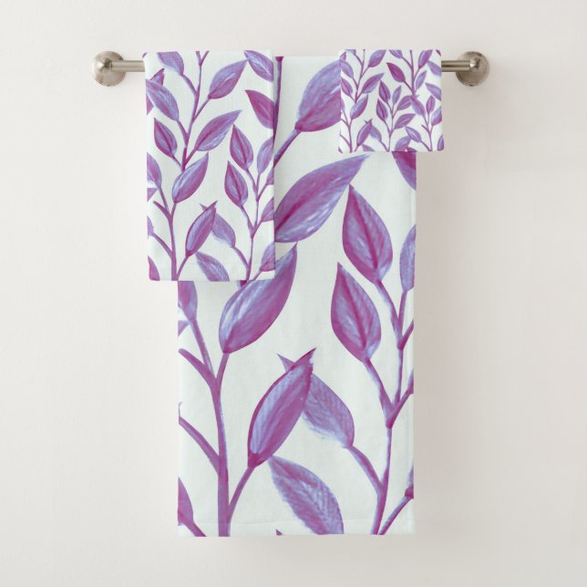Élégant Motif Feuille de violet botanique moderne| (En situation)