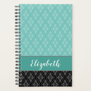 Élégant Motif japonais Turquoise et noir Tatewaku