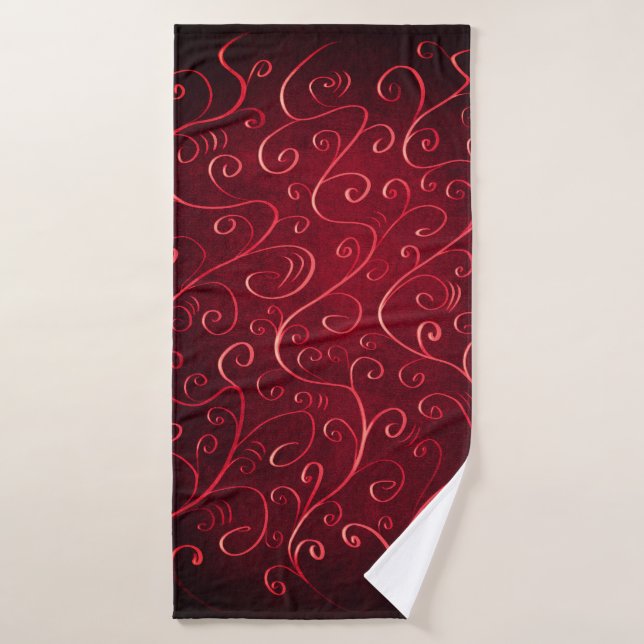 Élégant Motif Red Swirl (Serviette de bain)