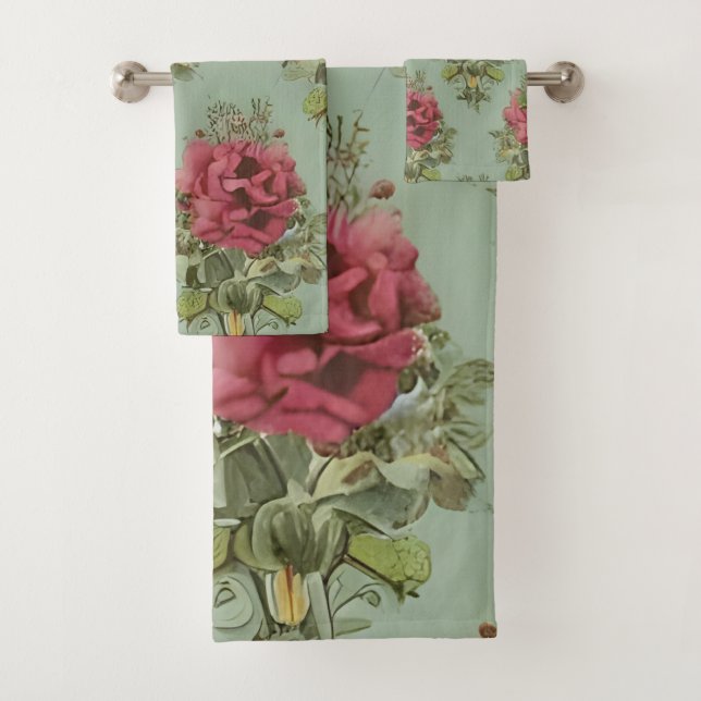 Élégant Motif victorien de Rose rouge (En situation)