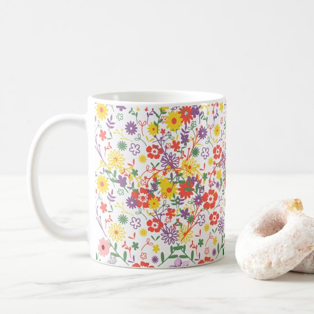 Élégant Mug à Café Fleur Sauvage | Botanique Flora (Avec donut)