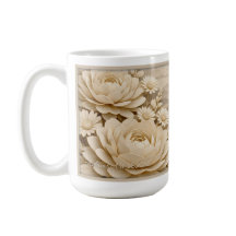 Élégant Mug Paysage Floral en Papier Beige