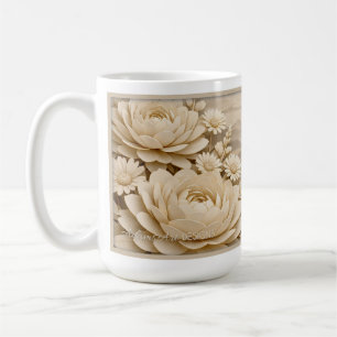 Élégant Mug Paysage Floral en Papier Beige