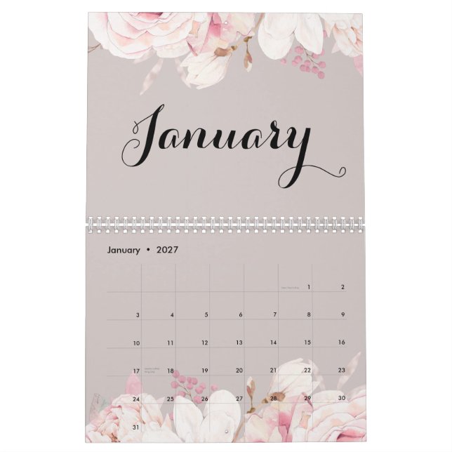 Élégant mur floral Calendrier 2024 (Jan 2027)