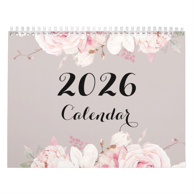 Élégant mur floral Calendrier 2026 (Protection)