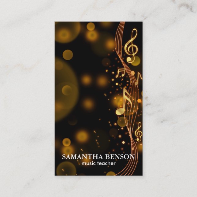Elégant musicien Carte de visite avec note de musi (Devant)