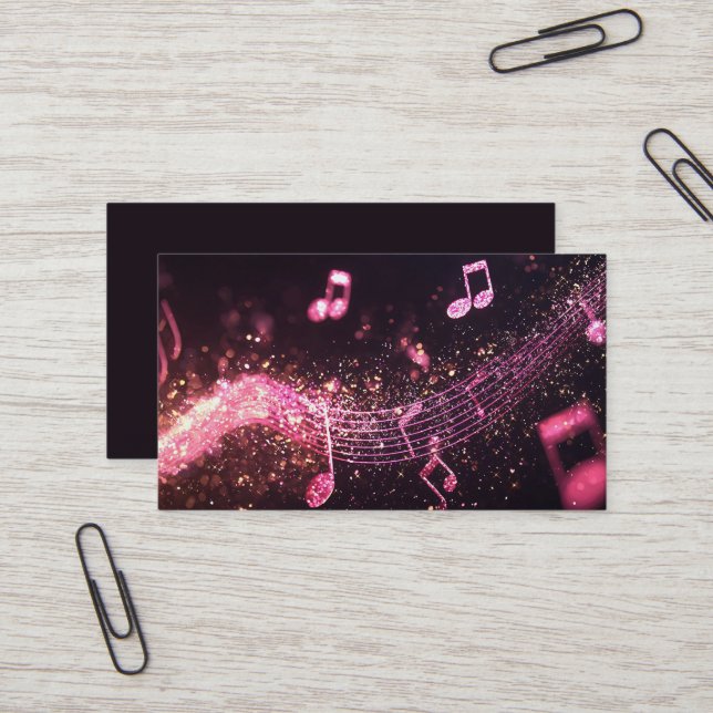 Elégant musicien Carte de visite avec note de musi (Devant/Arrière en situation)