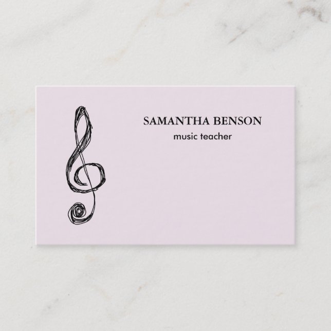 Élégant musicien Carte de visite avec note de musi (Devant)