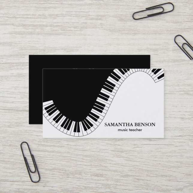 Elégant musicien Carte de visite avec note de musi (Devant/Arrière en situation)