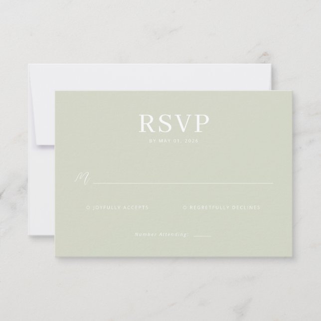 Elegant Muted Green RSVP Card (Devant)