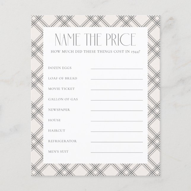 Elegant Naissance Année Nom du jeu de prix (Devant)