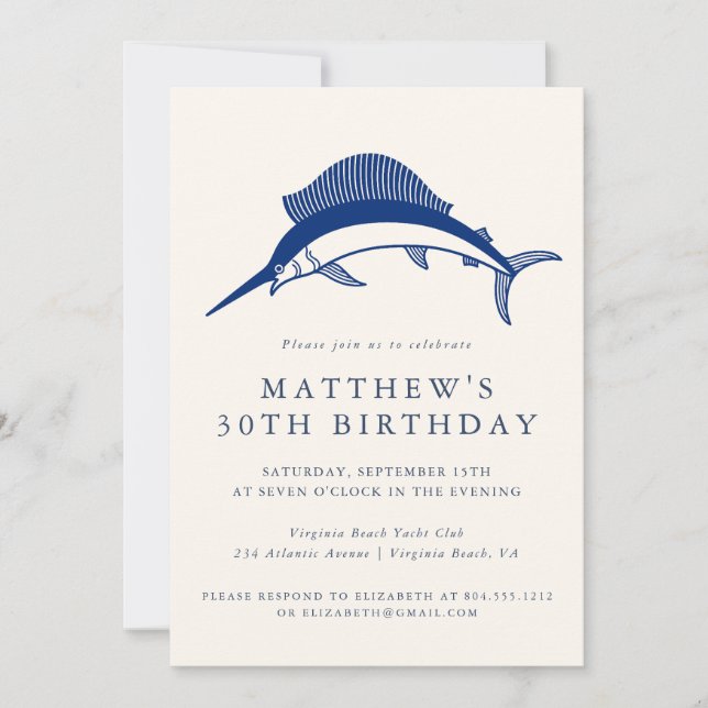 Elegant Nautical Anchor Adult Party Invitation  (Devant)