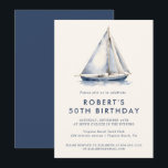 Elégant Nautique Voilier Adulte Party Invitation<br><div class="desc">Elégant Nautical Sailboat Adult Party Invitation Modèle dans classique Navy Blue.</div>