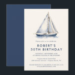 Elégant Nautique Voilier Adulte Party Invitation<br><div class="desc">Elégant Nautical Sailboat Adult Party Invitation Modèle dans classique Navy Blue.</div>