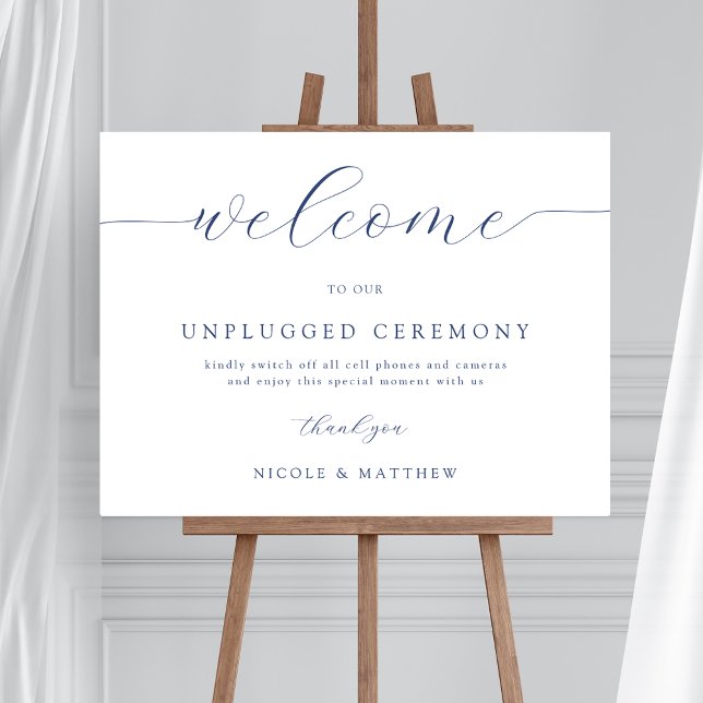 Elegant Navy Blue Unplugged Mariage Affiche de bie (Créateur téléchargé)