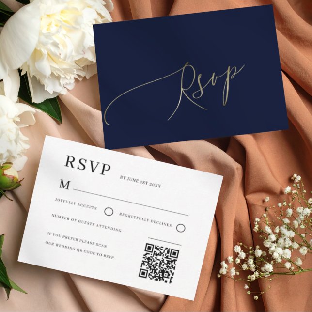 Elegant Navy Blue Wedding RSVP (Créateur téléchargé)