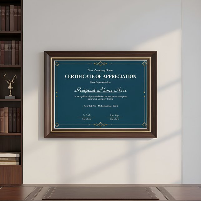 Elegant Navy Gold Certificate of Appreciation Desi (Créateur téléchargé)