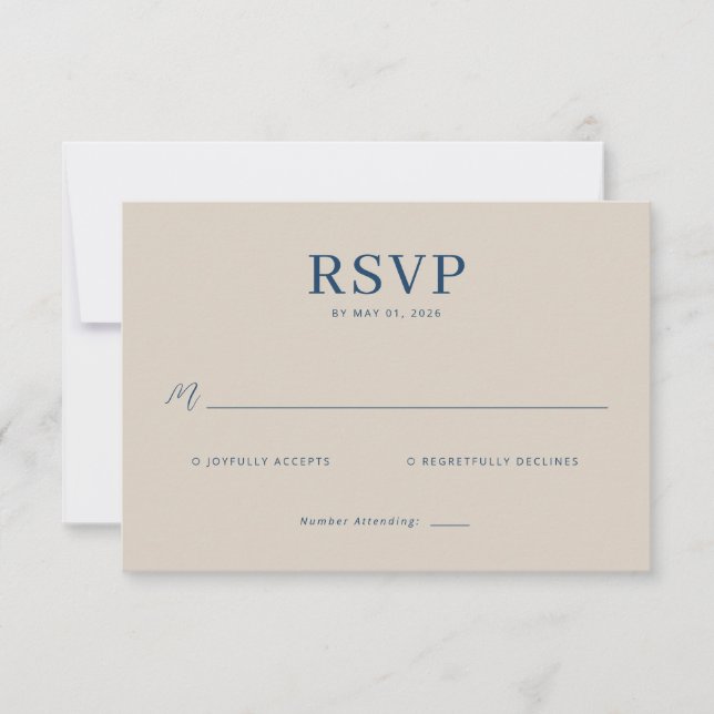 Elegant Navy RSVP Card (Devant)