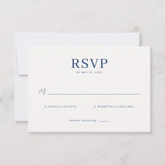 Elegant Navy RSVP Card (Devant)