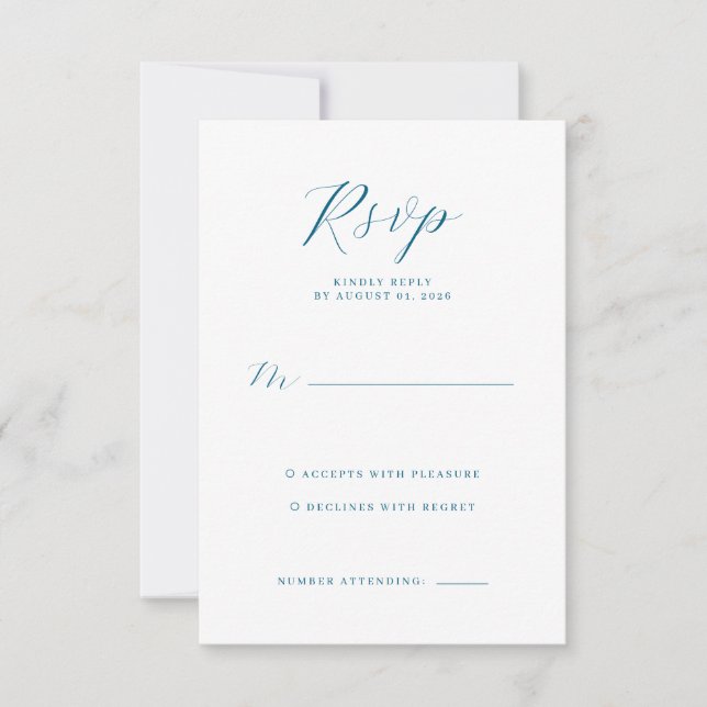 Elegant Navy RSVP Card (Devant)