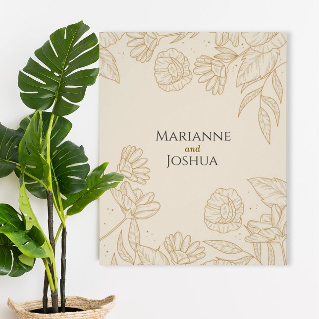 Elegant Neutral Floral Wedding Poster (Créateur téléchargé)