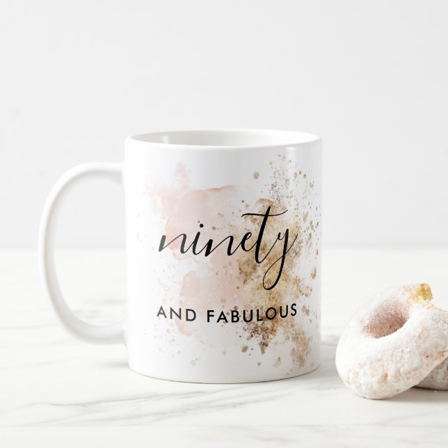 Élégant Ninety Et Fabuleux 90E Anniversaire Mug Ca (Avec donut)