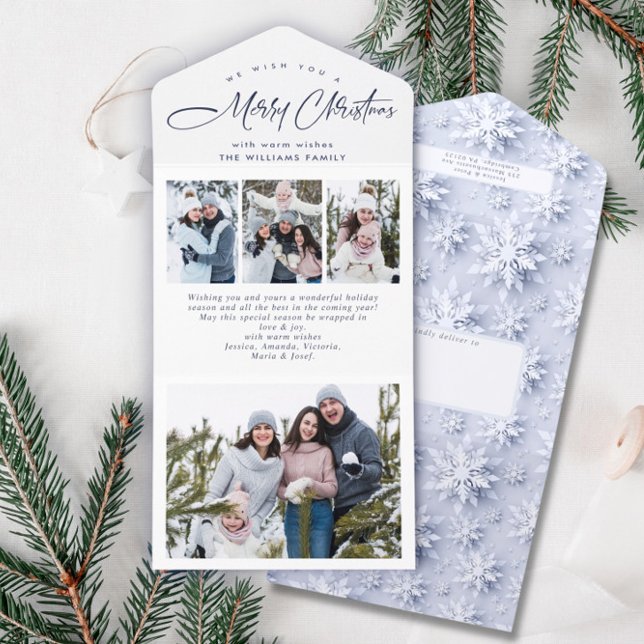 Elégant Noël 4 Photo Greeting Carte de vacances (Créateur téléchargé)