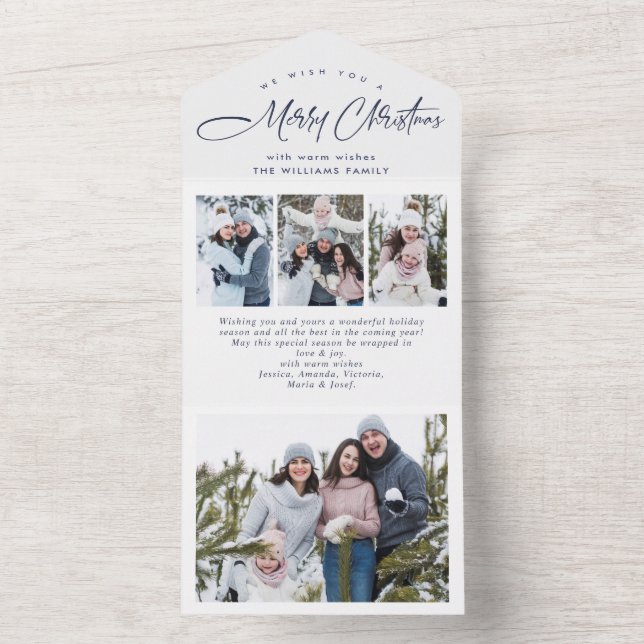 Elégant Noël 4 Photo Greeting Carte de vacances (À l'intérieur)